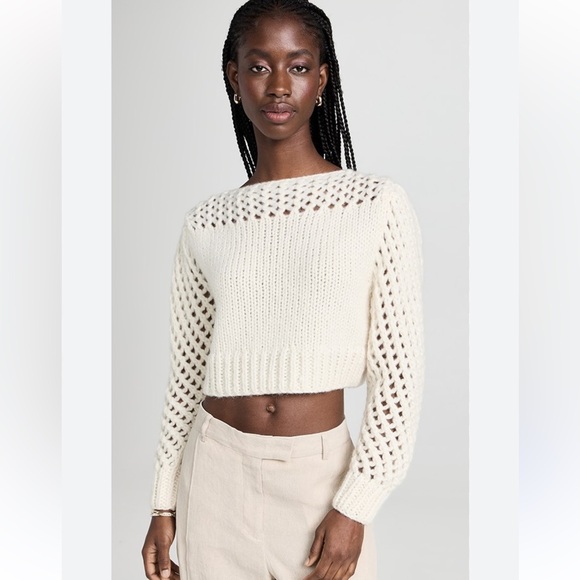 🤍HOST PICK🤍 LoveShackFancy Larson Cropped Pullover Sweater NWOT Size Small - Picture 1 of 16